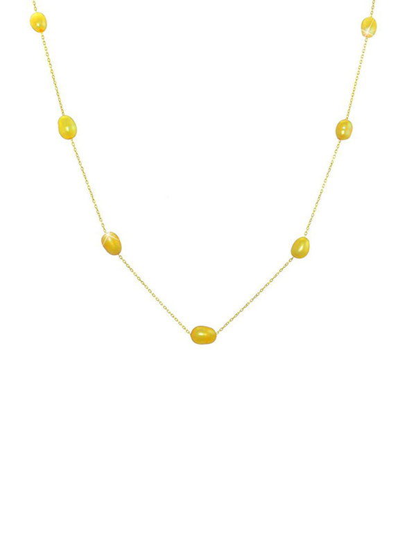 Vera Perla 18K Gold Opera Necklace for Women, with Pearls Stone, Gold