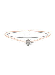 Vera Perla 18K Solid Rose Gold Solitaire Double Link Bracelet for Women, with 0.07ct Genuine Diamonds, Rose Gold/Silver