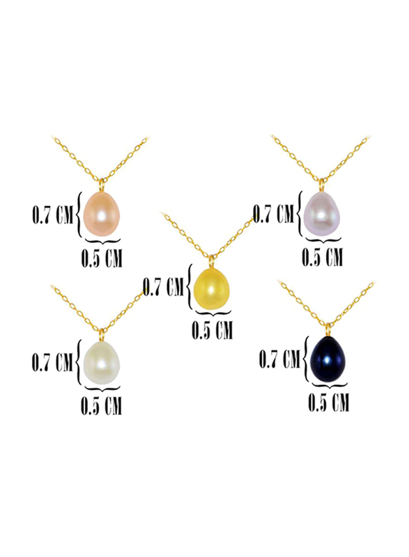 Vera Perla 18K Gold Necklace for Women, with 5-Pieces Pearl Stone Pendant, Gold