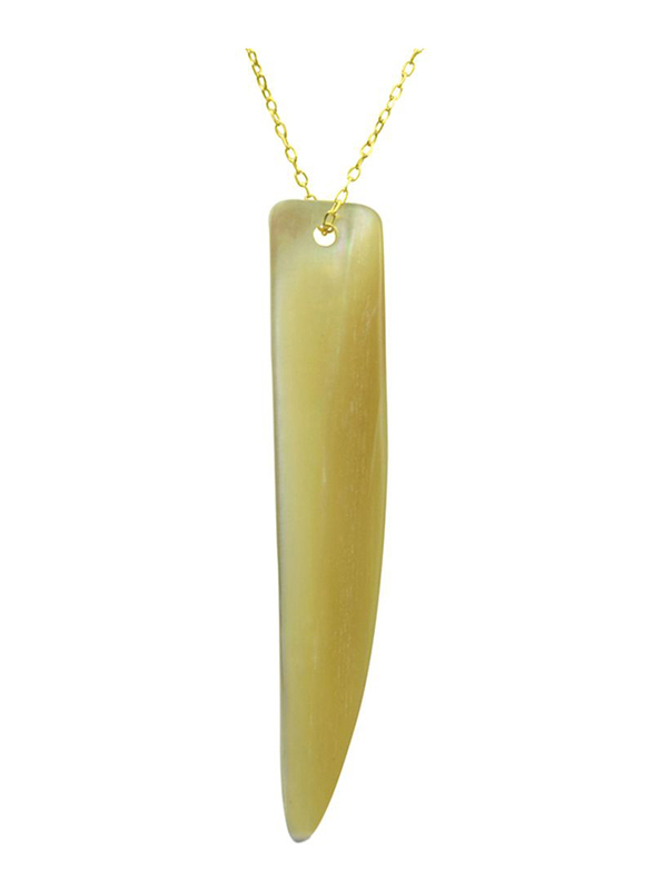 Vera Perla 18K Gold Fang Shape Necklace for Women, with Mother of Pearl Stone, Off White