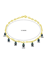 Vera Perla 18K Gold Chain Bracelet for Women, with Pearl Drops, Gold/Black