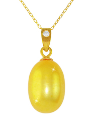 Vera Perla Pendant Necklace for Women, with 18K Gold Pearl Pendant and 10K Gold Chain, Gold/Yellow