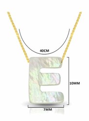 Vera Perla 18k Yellow Gold E Letter Pendant Necklace for Women, with Mother of Pearl Stone, White/Gold