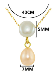 Vera Perla 18k Yellow Gold Chain Necklace for Women, with Pearl Drop Pendant, White/Beige