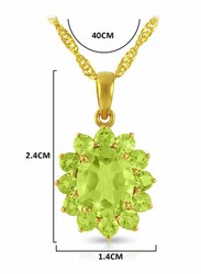 Vera Perla 18K Solid Gold Pendant Necklace for Women, with Peridot Stone, Gold/Green