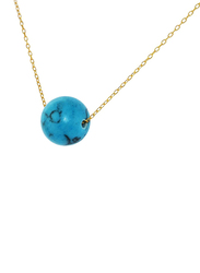 Vera Perla 18k Yellow Gold Chain Necklace for Women, with Turquoise Stone, Gold/Turquoise Blue