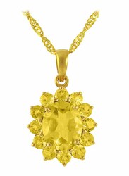 Vera Perla 18K Solid Gold Pendant Necklace for Women, with Citrine Stone, Gold