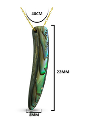 Vera Perla 18K Gold Fang Shape Necklace for Women, with Mother of Pearl Stone, Green