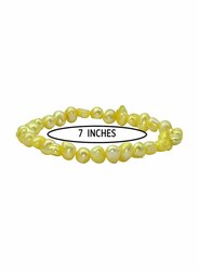 Vera Perla Elastic Stretch Bracelet for Women, with Pearl Stone, Yellow