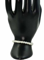 Vera Perla Elastic Stretch Bracelet for Women, with Pearl Stone, White