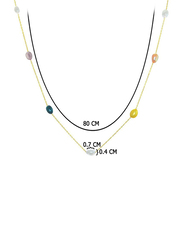 Vera Perla 18K Gold Opera Necklace for Women, with Pearls Stone, Multicolour
