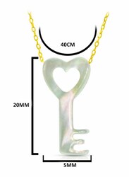 Vera Perla 10k Yellow Gold Pendant Necklace for Women, with Key Shape Mother of Pearl Stone, Jade/Green/White