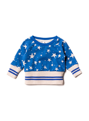 Noe & Zoe Imperial Stars Printed Baby Fleece Sweater, 18-24 Months, Blue
