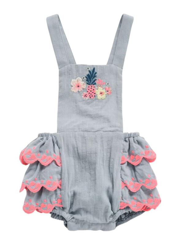 Louise Misha Pinata Silver Cloud Romper, 3-Months, Vintage Blue