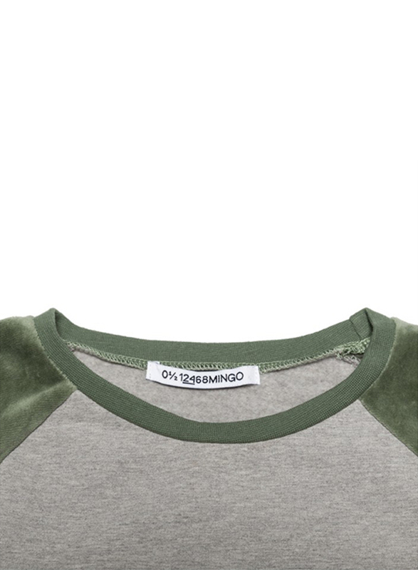 Mingo Kids Velvet Sweater, 8-10 Years, Grey/Duck Green