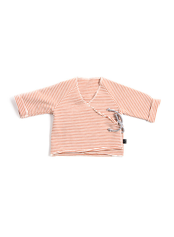 

Monkind Stripe Pattern Wrap Cardigan, Cotton, 6-12 Months, Red/Beige