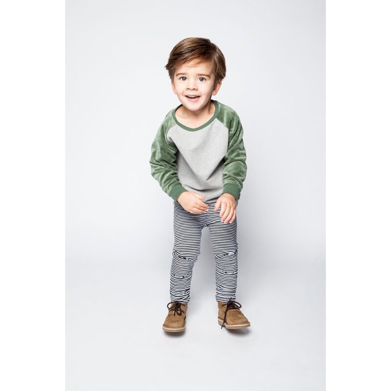 Mingo Kids Velvet Sweater, 8-10 Years, Grey/Duck Green