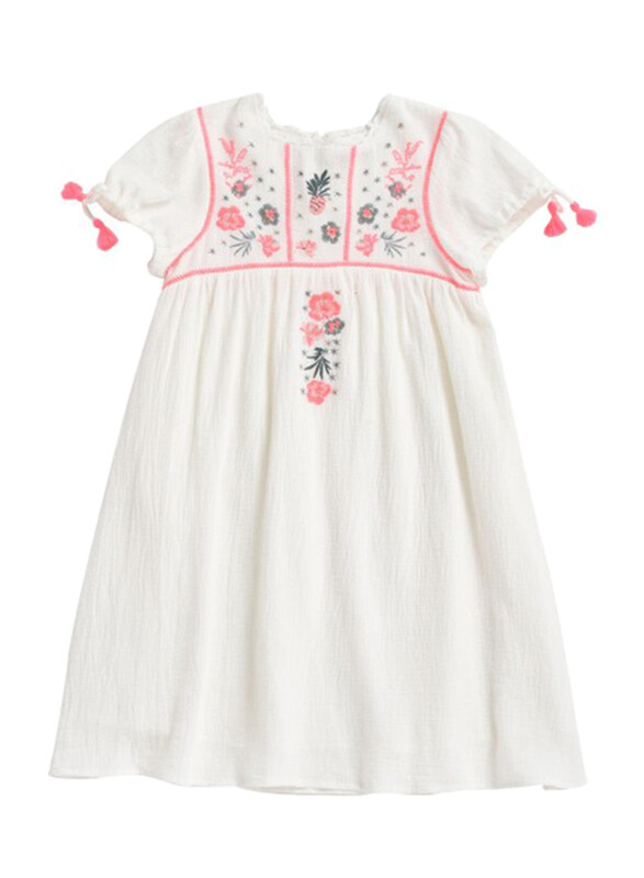

Louise Misha Coconut Embroidered Details Dress, Cotton, 6-Years, White