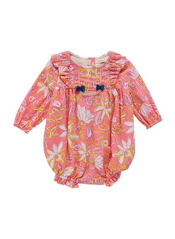 

Louise Misha Bleda Floral Print Romper, Cotton, 18 Months, Coral