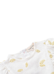 Louise Misha Pine Cone Printed Bodysuit Cialo, 3 Months, White Glitter