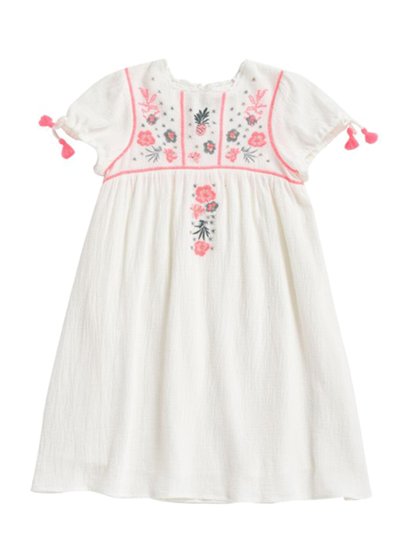 Louise Misha Coconut Embroidered Details Dress, Cotton, 12-Months, White