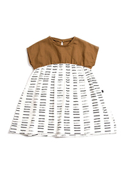 Monkind Sienna Dress, Cotton, 1-2 Years, Brown/White