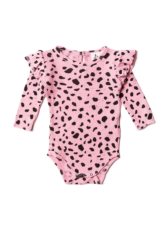 Noe & Zoe Baby Ruffle Waffle Bodysuit, 12-18 Months, Pink Mesh