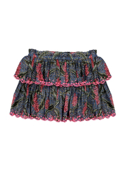 Louise Misha Litchi Lagoon Leaves Printed Skirt, 8-Years, Blue/Pink