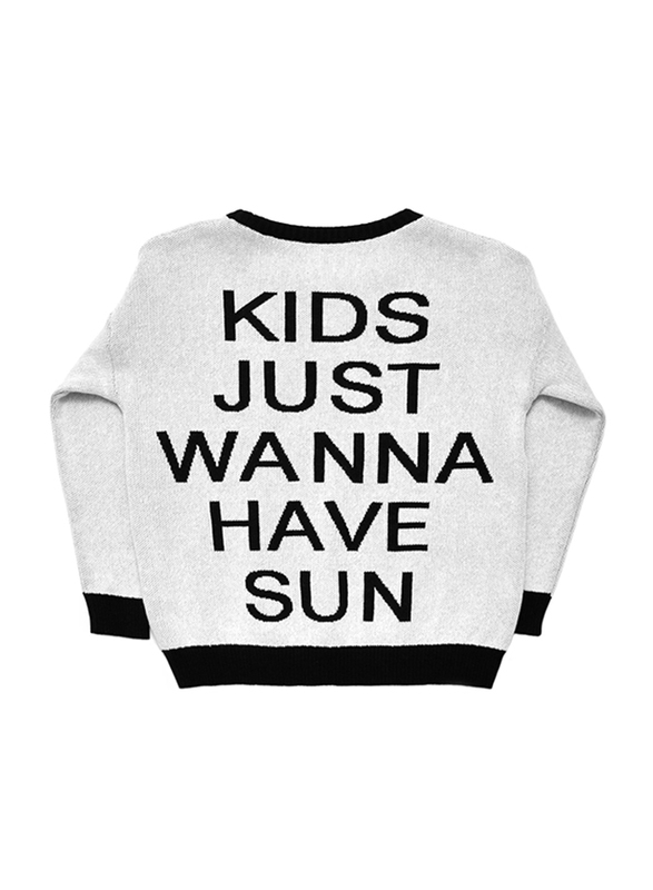 Little Man Happy Kids Just Wanna Have Sun Knit Sweater, Cotton, 1-2 Years, White