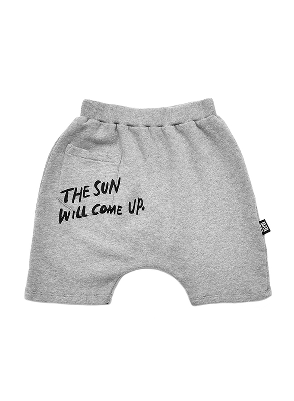 Little Man Happy The Sun Will Come Up Hang Loose Shorts, Cotton, 9-11 Years, Grey Melange