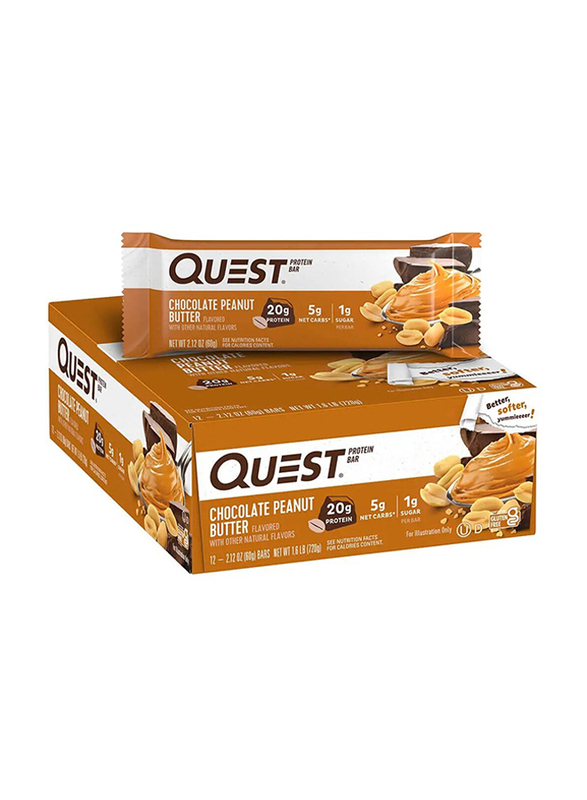 Quest Nutrition Protein Bar, 12 x 60g, Chocolate Peanut Butter