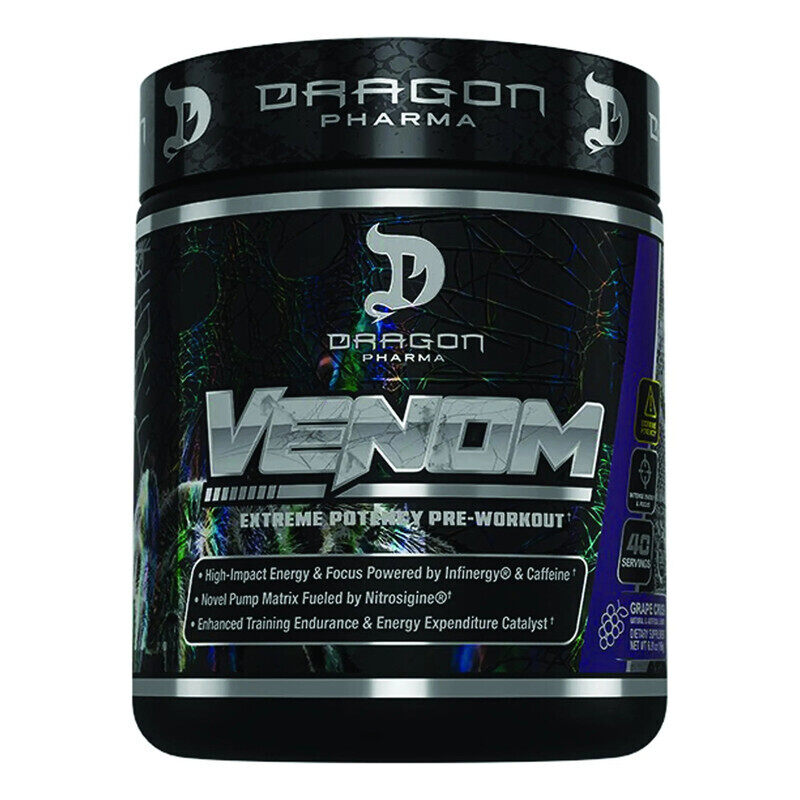 

Dragon Pharma Venom Pre Workout 196g 40 Servings Grape Flavor