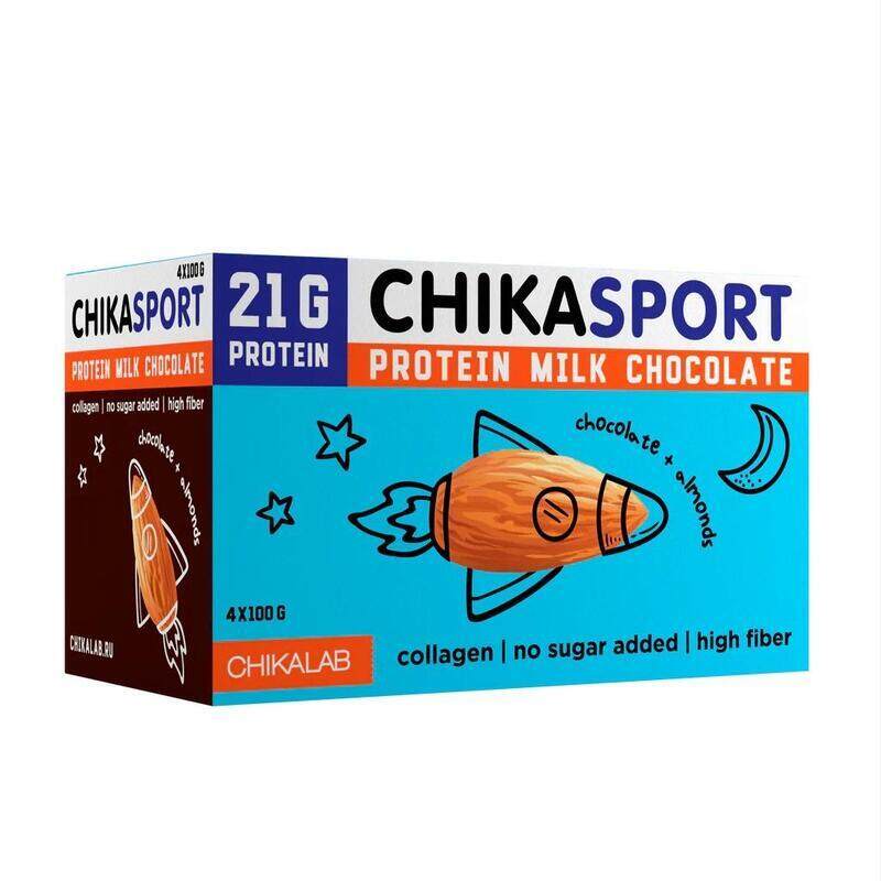 

Chikalab Chikasport Protein Milk Chocolate + Almonds 100g Pack of 4