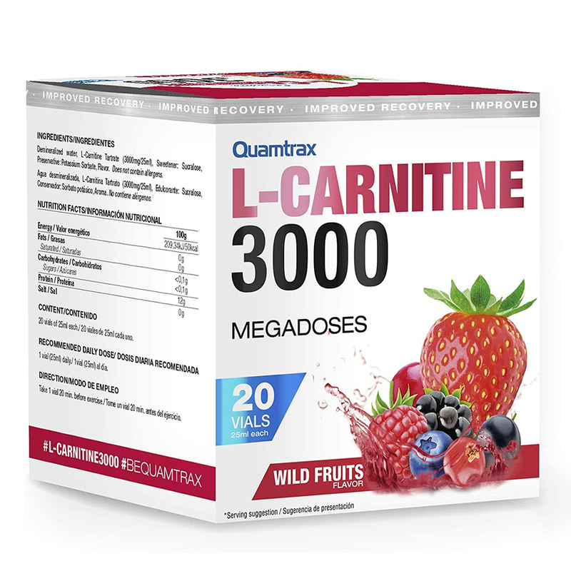 Quamtrax L-Carnitine 3000 Shot Wild Fruit Flavor 20 Vials 500ml