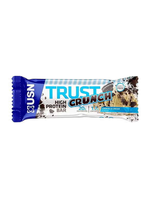 USN Trust Crunch Protein Bar, 60g, Cookies & Cream