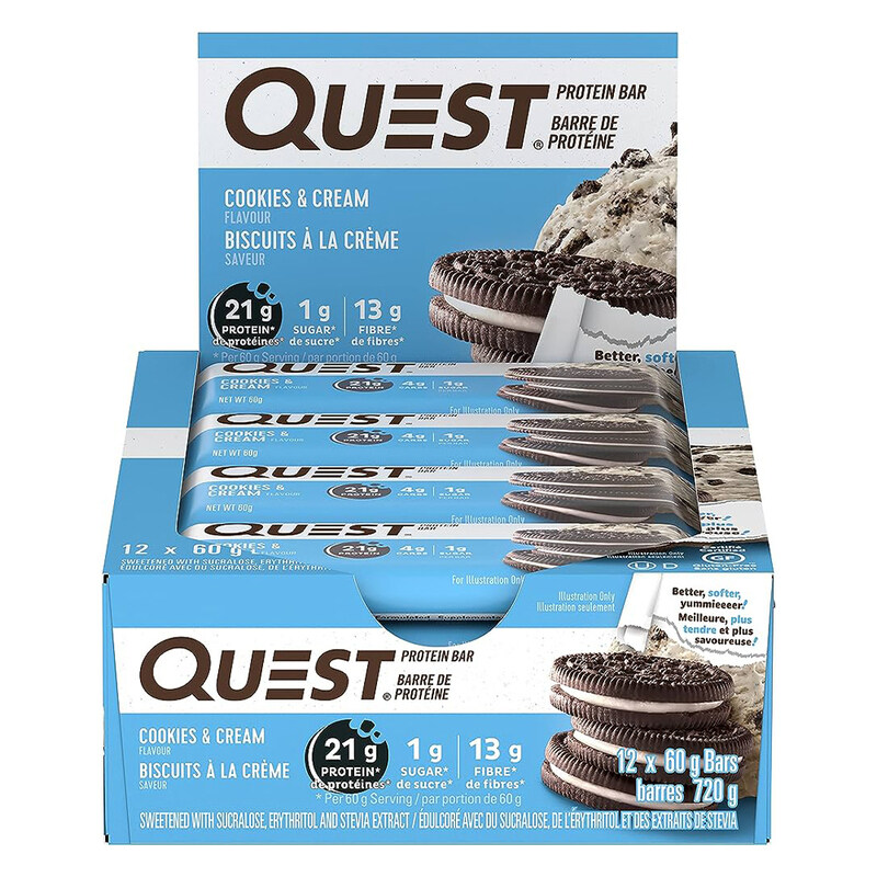 

quest Protein Bar Cookies & Cream 60g Pack of 12
