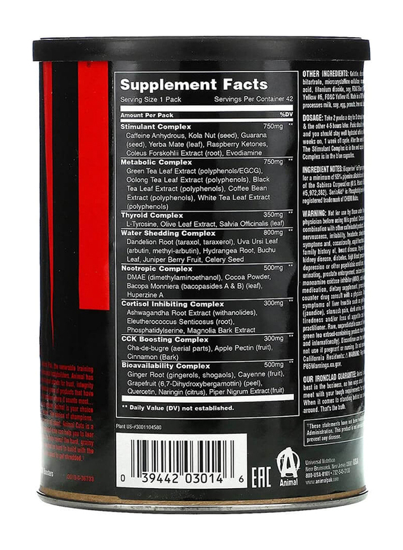 Universal Nutrition Animal Cuts Fat Burner, 42 Packs