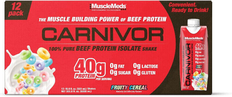 

MUSCLEMEDS Carnivor RTD Pure Beef Protein Isolate Shake Fruity Cereal 500ml Pack of 12