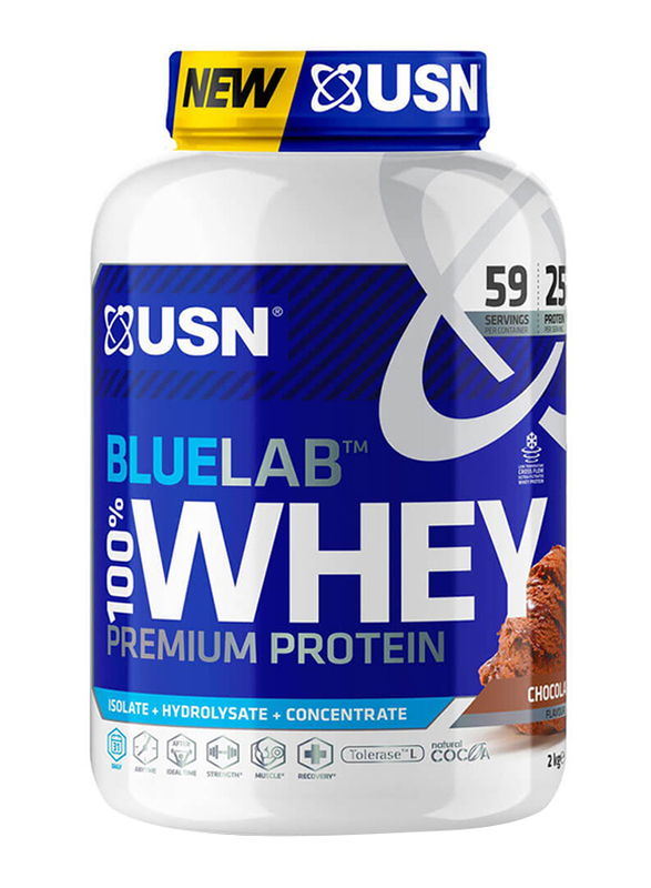 USN Bluelab 100% Whey Protein, 60 Servings, 2Kg, Chocolate
