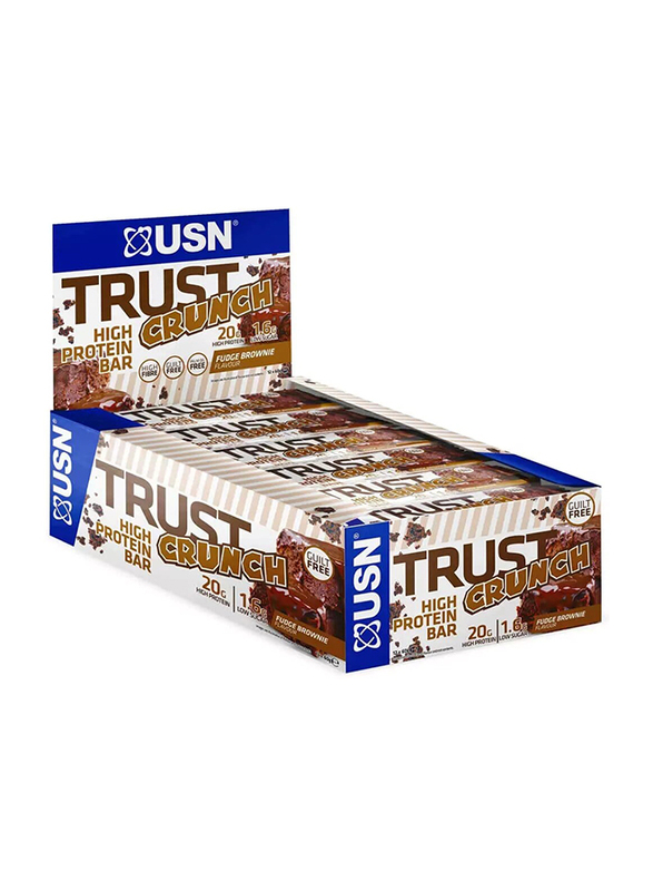 USN Trust Crunch Protein Bar, 12 x 60g, Fudge Brownie