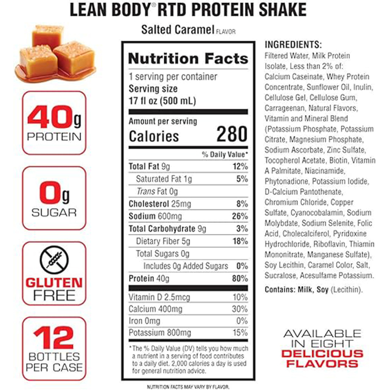 Labrada Lean Body 500ml Salted Caramel Pack Of 12