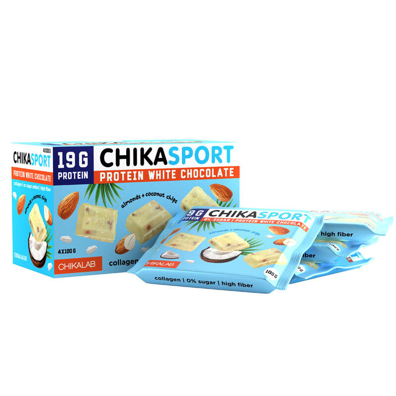 Chikalab Chika Sport Protein White Chocolate Almonds Coconut Chips Pack Of 4