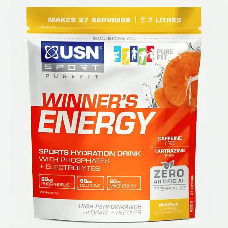 

USN Winners Energy Sports Hydration Drink, Naartjie Flavor, 500g, 27 Serving