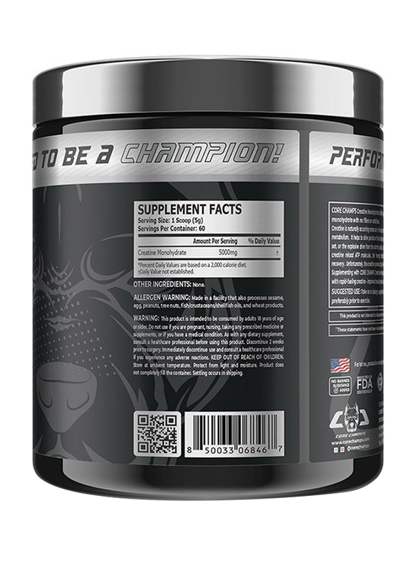 CORE CHAMPS Creatine Monohydrate 5000Mg, 60 Servings, Unflavoured