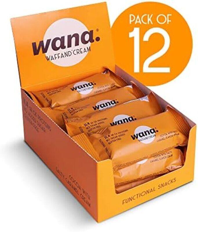 

Wana Waffand Cream Bar 43g Cocoa with Salty Caramel Cream Pack of 12