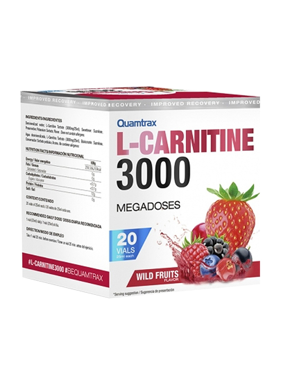 Quamtrax L-Carnitine 3000 Shot, 20 x 25ml, Wild Fruits
