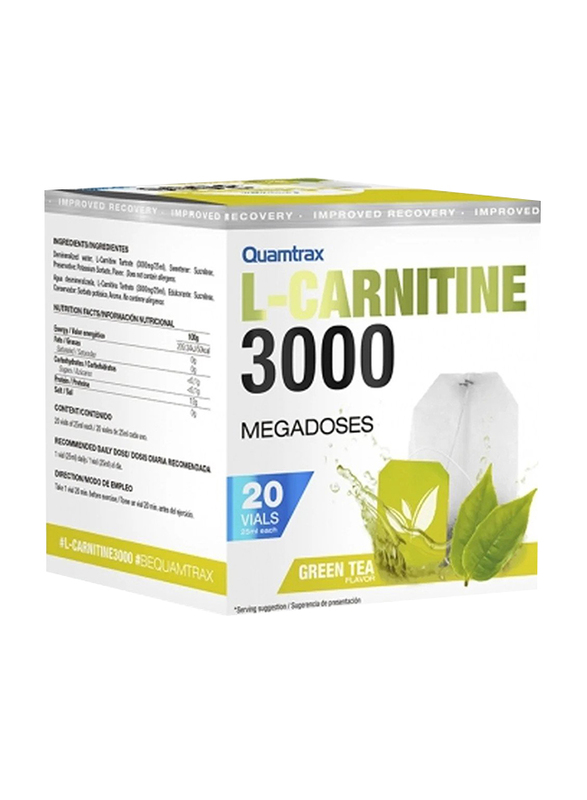 Quamtrax L-Carnitine 3000 Shot, 20 x 25ml, Green Tea