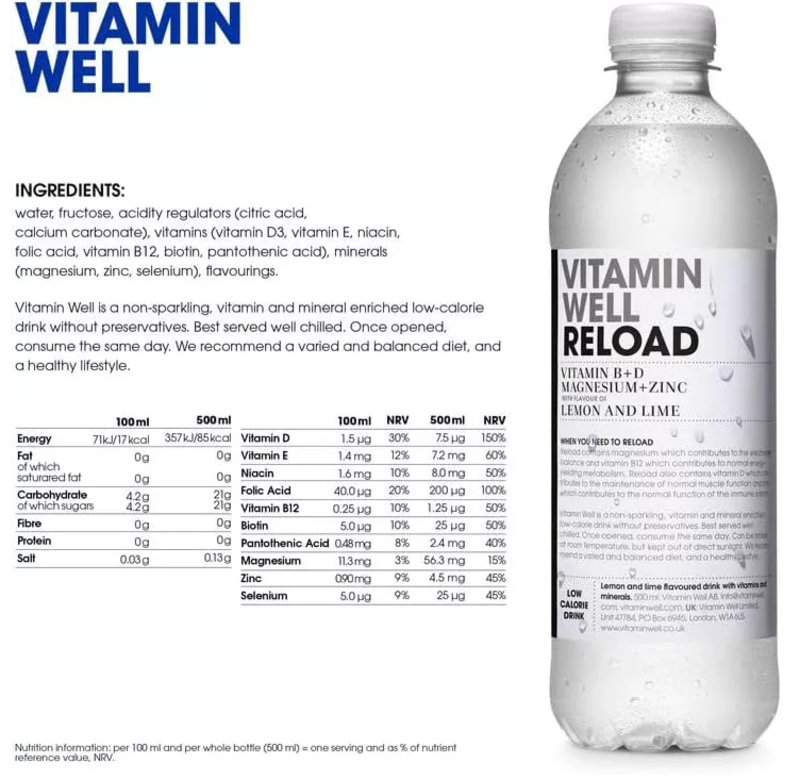 Vitamin Well Reload Lemon Lime 500ml