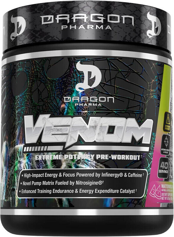 

Dragon Pharma Venom Pre-Workout 196g Watermelon Flavor 40 Serving