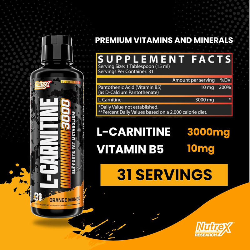 Nutrex Liquid Carnitine 3000, Orange Mango Flavor 480ml